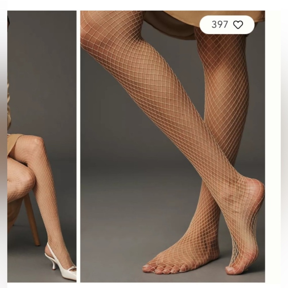 Anthropologie beautiful nude colored fishnet tights size medium NWT
